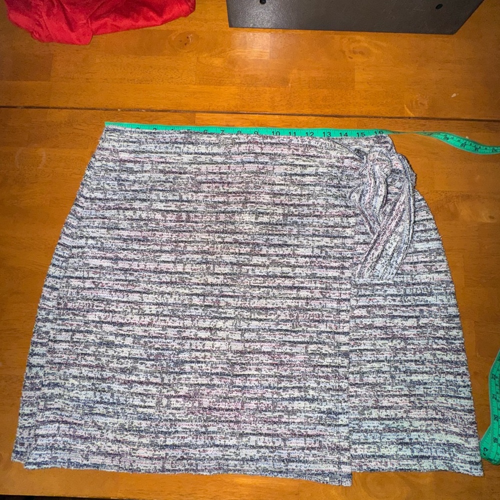 Loft Multi Colored Gray Tweed Wrap Mini Skirt